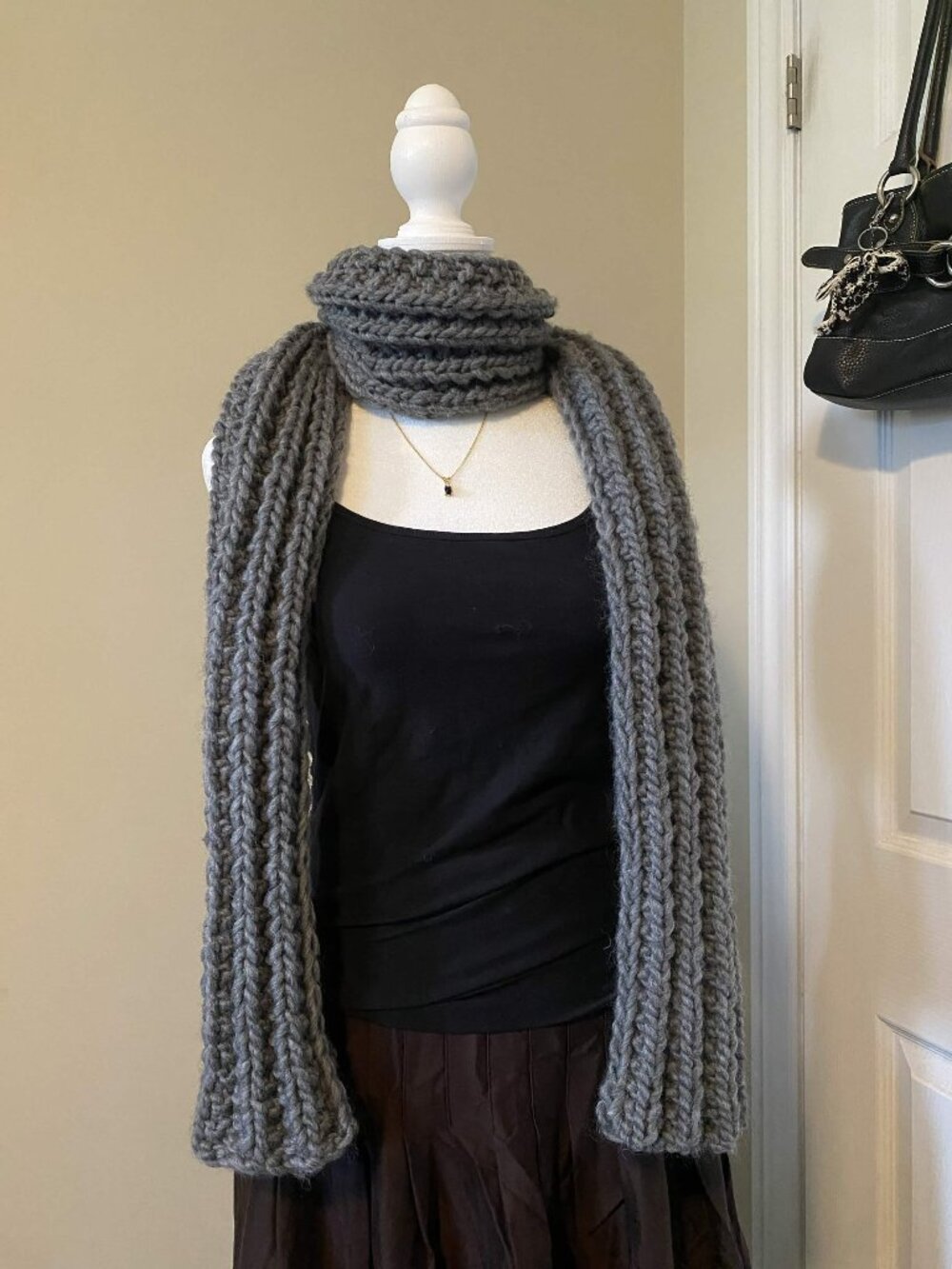 Handmade Wool Blend Grey Scarf